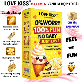 Bao cao su Love kiss Maxxmen Vanilla hộp 10 cái